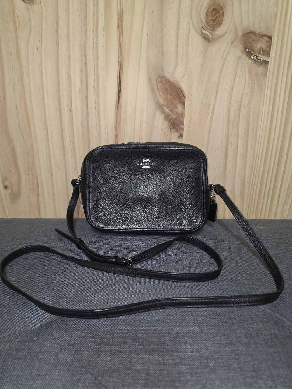 Coach Black Pebbled Leather Crossbody Camera Bag